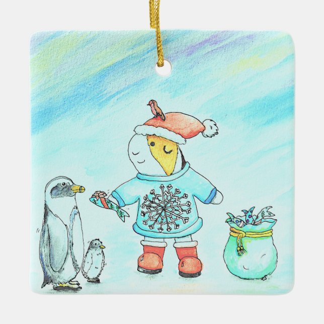 Ornement En Céramique Cutie the Guinea Pig Giving Christmas Gifts (Devant)