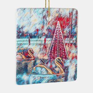 Ornement en céramique cygne et sapin de Noël