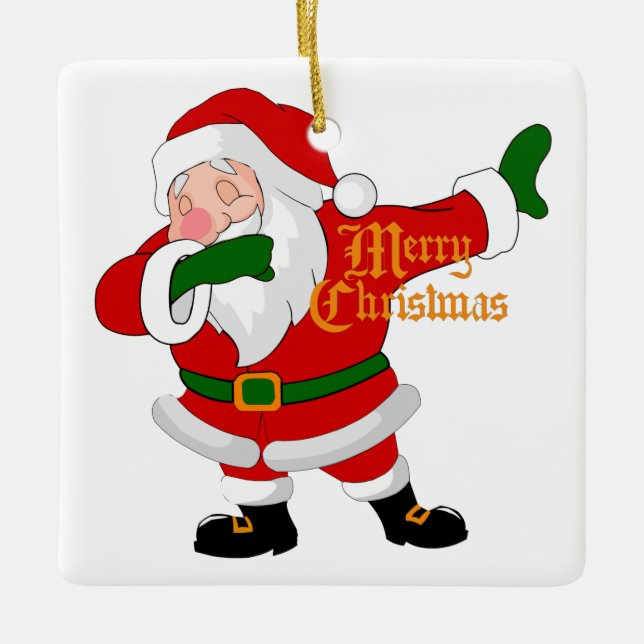 Ornement En Céramique dabbing santa claus (Devant)