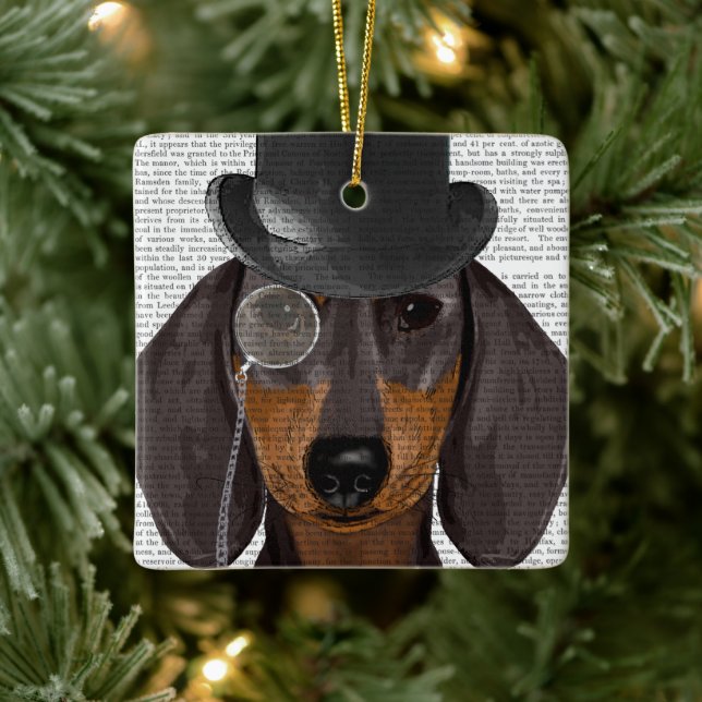 Ornement En Céramique Dachshund, Hound officiel et Casquette (Arbre)