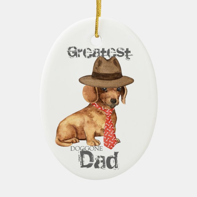 Ornement en céramique Dachshund Papa (Devant)