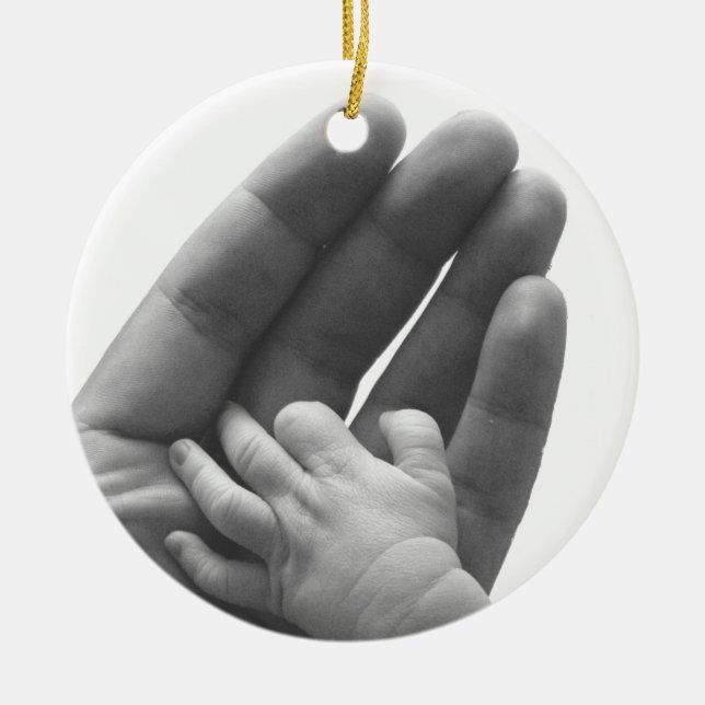 Ornement En Céramique Dans la main du papa (Devant)