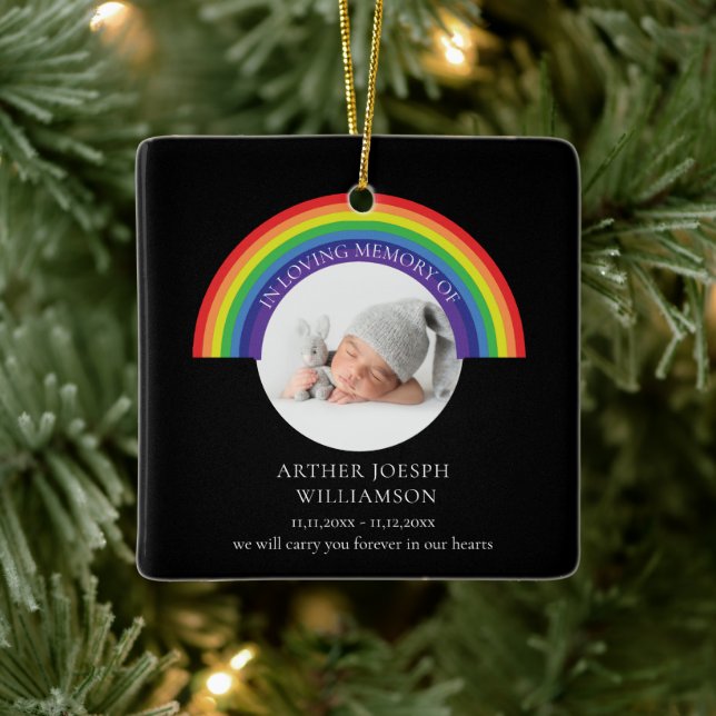 Ornement En Céramique dans la mémoire aimer arc-en-ciel bébé souvenir mo (Arbre)