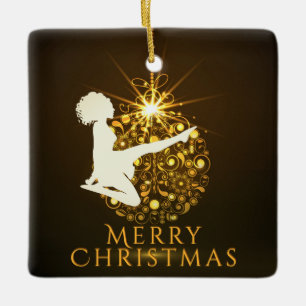Ornement En Céramique Danse irlandaise personnalisée Noël doré
