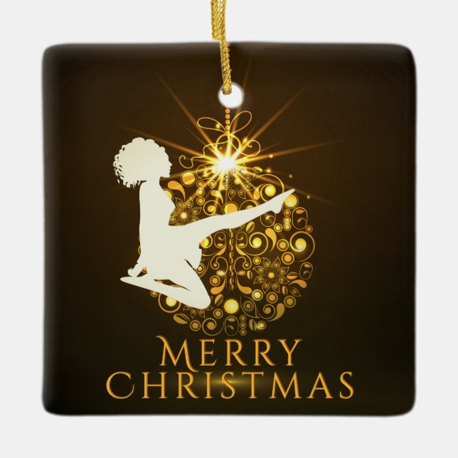 Ornement En Céramique Danse irlandaise personnalisée Noël doré (Devant)