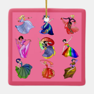 Ornement En Céramique Danser Rainbow Princesses rose populaire