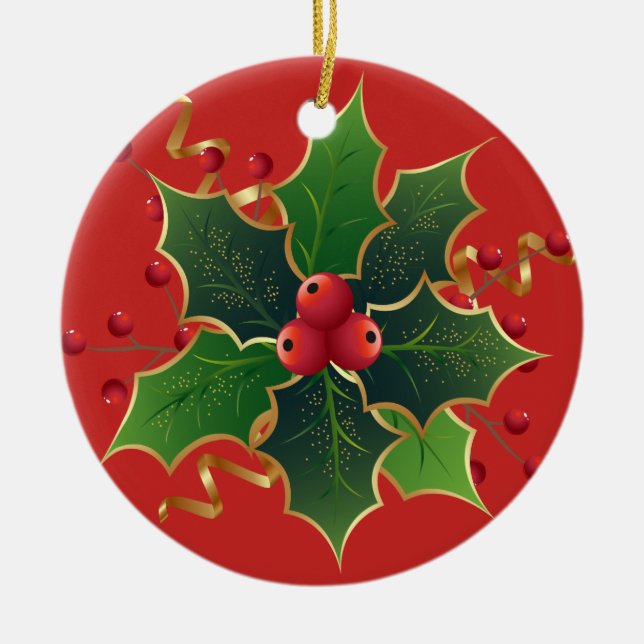 Ornement en céramique d'arbre de Noël de gui de (Devant)