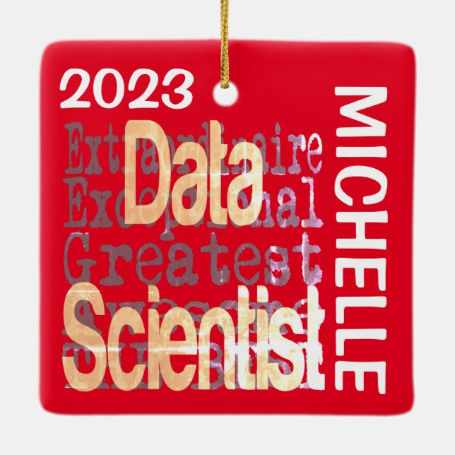 Ornement En Céramique Data Scientist Extraordinaire PERSONNALISÉ (Dos)