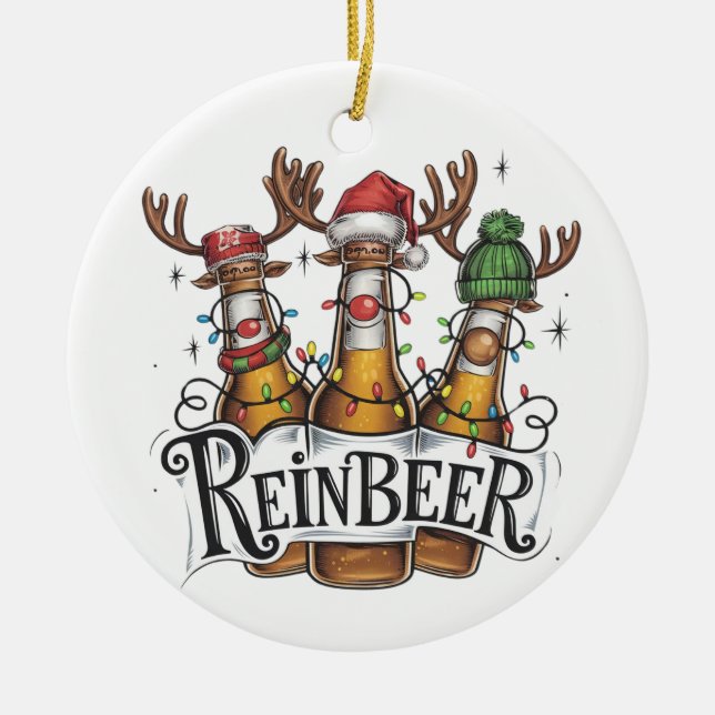 Ornement en céramique de bière amusant (Devant)