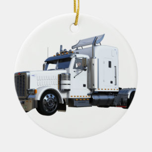 Ornement En Céramique De blanc remorque de tracteur semi