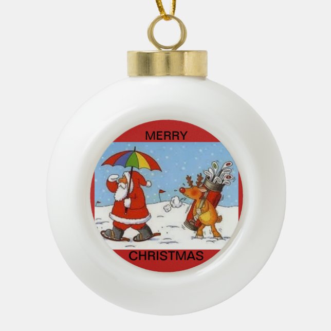 Ornement en céramique de boule avec Père Noël et (Devant)