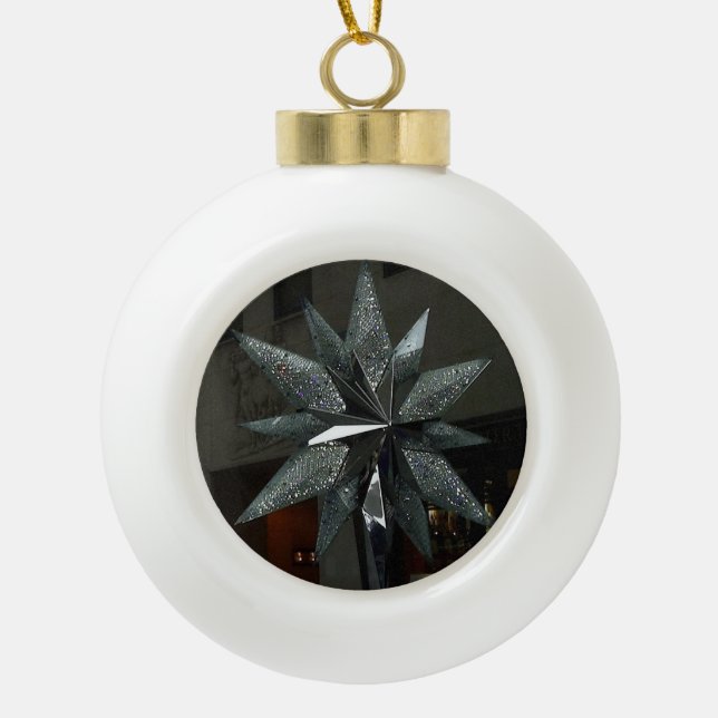 Ornement en céramique de boule d'étoile en cristal (Devant)
