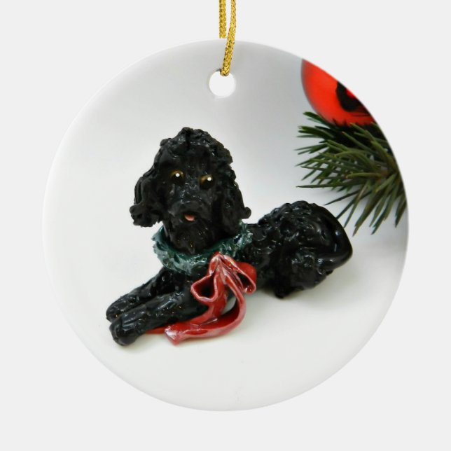 Ornement en céramique de chien de caniche (Devant)