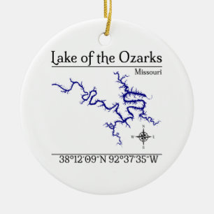 Ornement en céramique de la carte du lac des Ozark