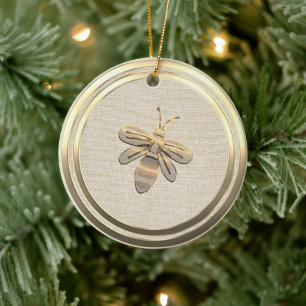 Ornement en céramique de l'abeille de Noël vintage