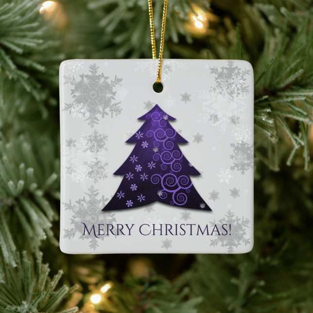 Ornement en céramique de l'arbre de Noël violet (Arbre)