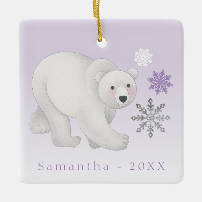 Ornement en céramique de l'ours polaire violet per (Devant)