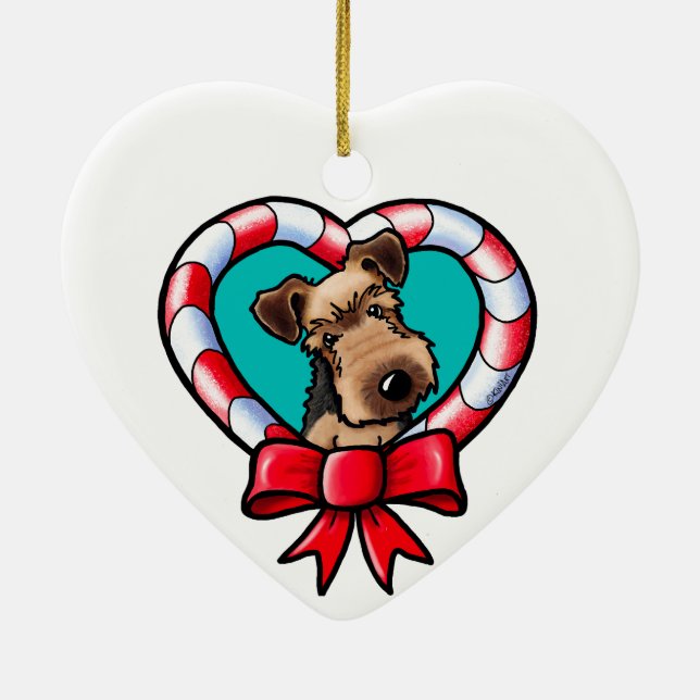 Ornement en céramique de Noël Airedale Terrier (Dos)
