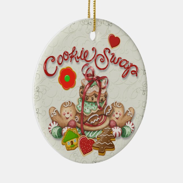 Ornement en céramique de Noël Cookie Swap (Droite)