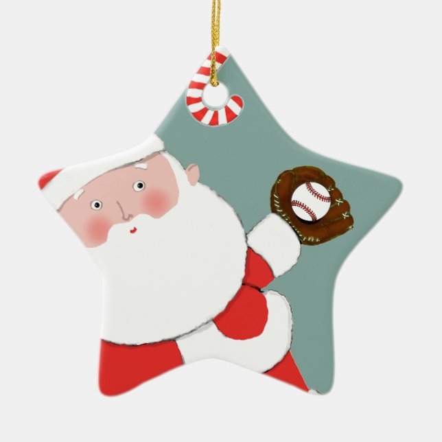 Ornement en céramique de Noël de baseball (Devant)
