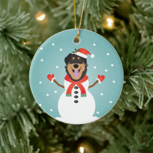 Ornement en céramique de Noël de chien mixte