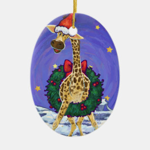 Ornement en céramique de Noël de Giraffe