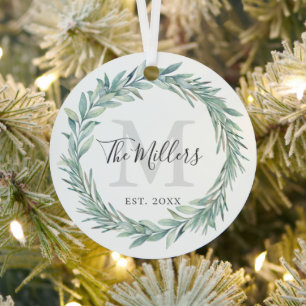 Ornement en céramique de Noël de la famille Wreath