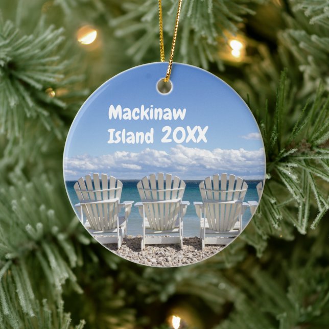 Ornement en céramique de Noël de l'île Mackinaw (Arbre)