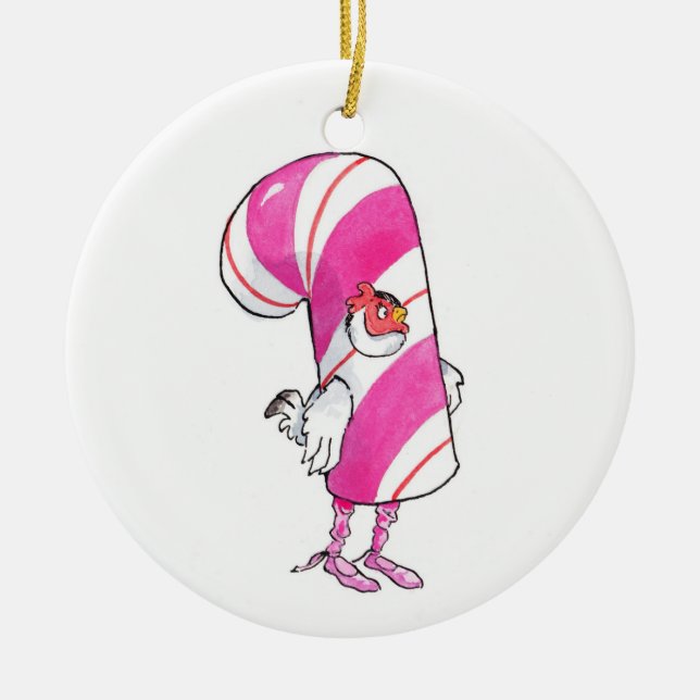 Ornement en céramique de Noël de poulet de sucre (Devant)