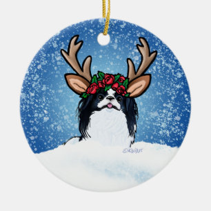 Ornement en céramique de Noël de rennes japonais