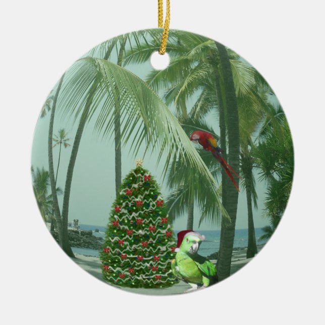 Ornement en céramique de Noël hawaïen (Devant)