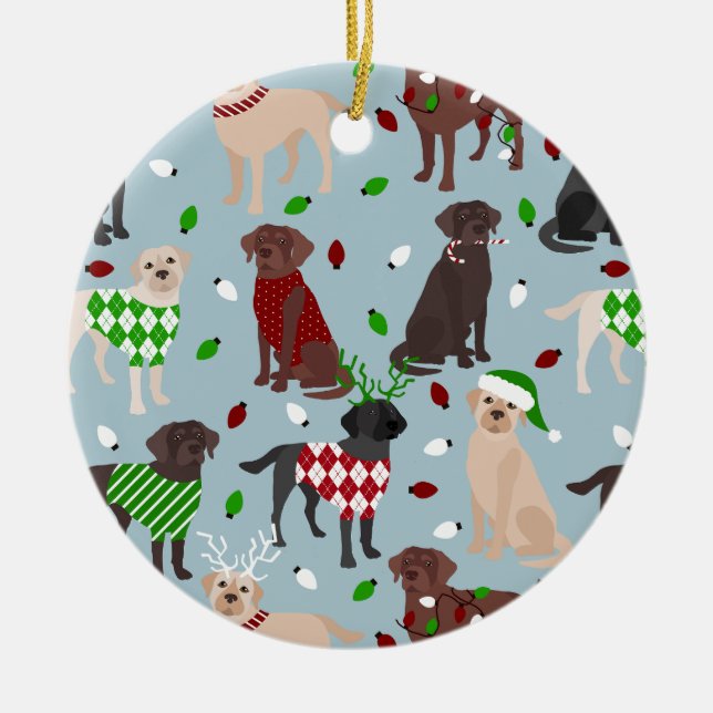 Ornement en céramique de Noël Labrador Retriever (Devant)
