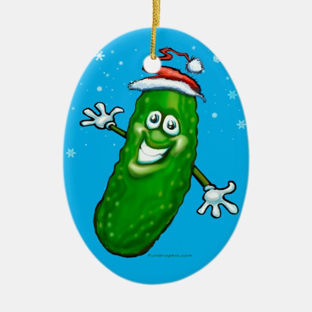 Ornement en céramique de Noël Pickle (Devant)