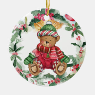 Ornement en céramique de Noël Teddy Bear