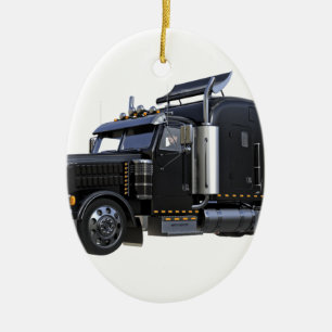 Ornement En Céramique De noir camion de remorque de tracteur semi