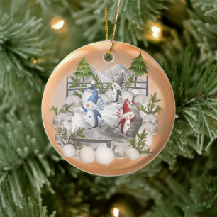 Ornement en céramique de pingouin de Noël
