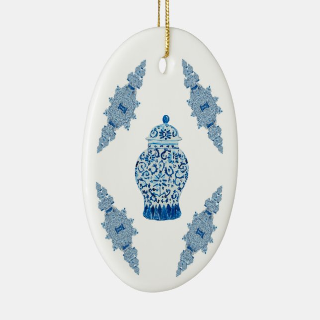 Ornement en céramique de pot de gingembre bleu Noë (Droite)