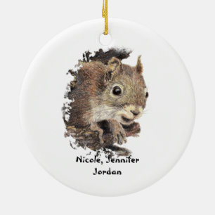 Ornement En Céramique De tous nous Nuds Custom Christmas Squirrel