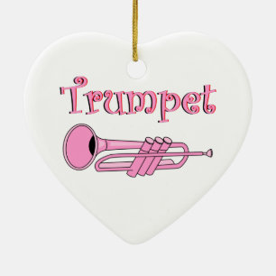 Ornement en céramique de trompette rose
