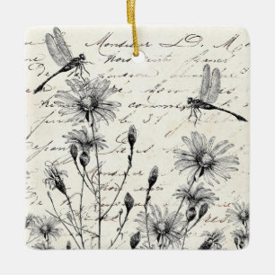 Ornement En Céramique Décor de Noël de la libellule de Fleur sauvage de 