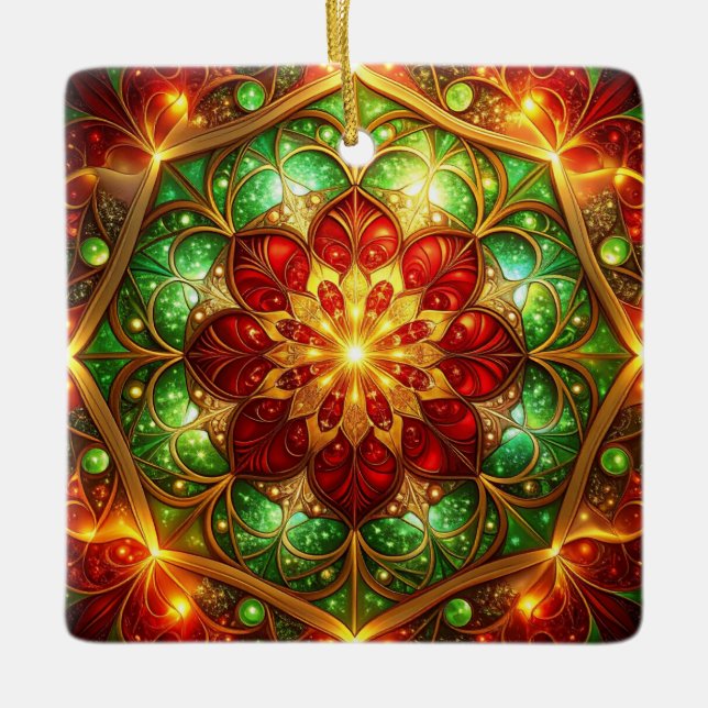 Ornement En Céramique Decorative Red Green Holiday Ornament (Devant)
