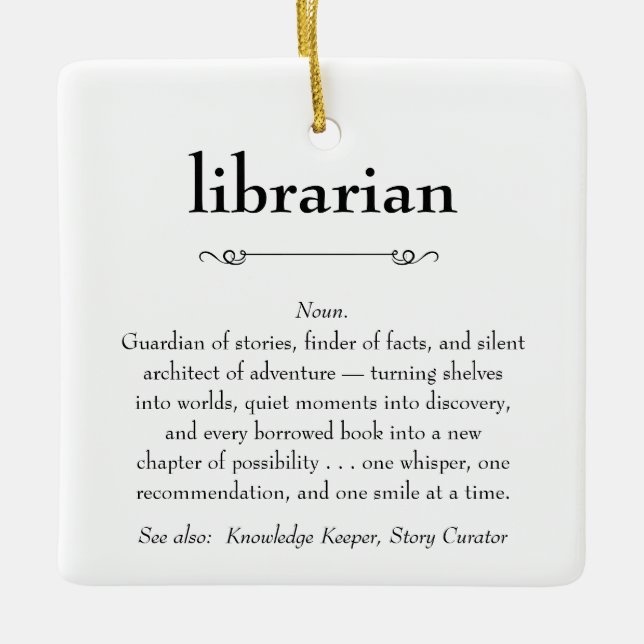 Ornement En Céramique Définition du bibliothécaire Don d'appréciation (Devant)