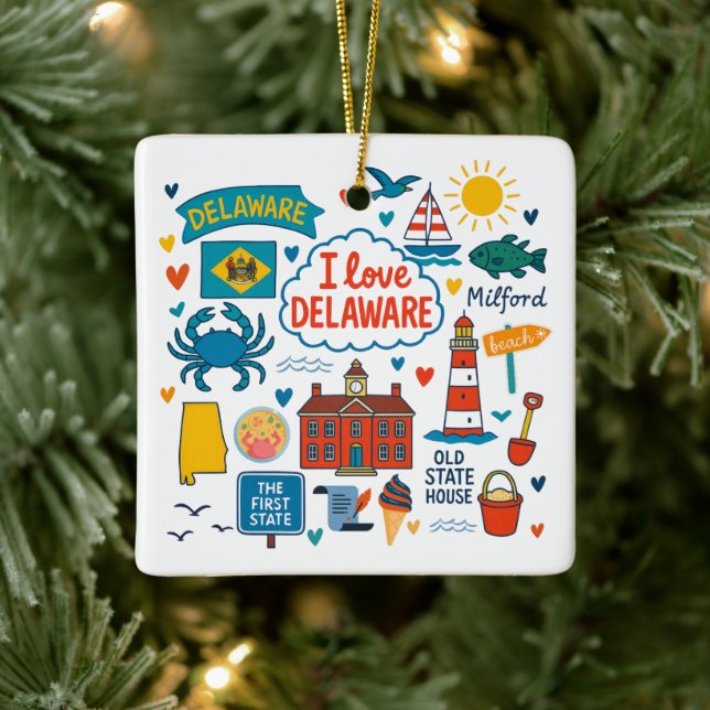 Ornement En Céramique Delaware Custom Family Trip Christmas (Arbre)