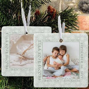 Ornement En Céramique Delicy Snowflake Photo Frame Baby Birth Stats