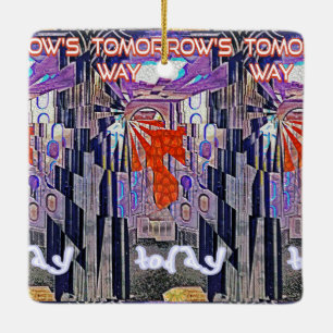 Ornement En Céramique Demain's Way Aujourd'hui Retro Future Art