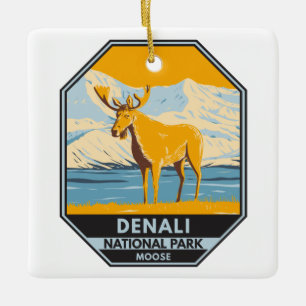 Ornement En Céramique Denali National Park Alaska Moose Vintage