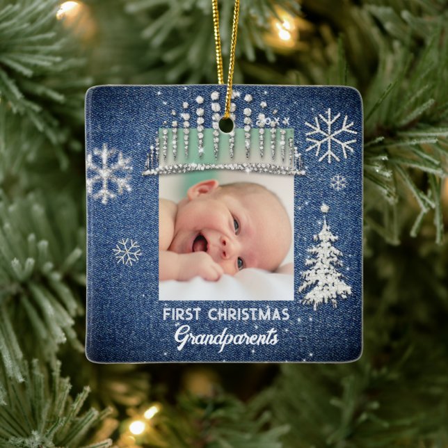 Ornement En Céramique Denim Diamonds Premier Noël Tiara Grand-parents (Arbre)