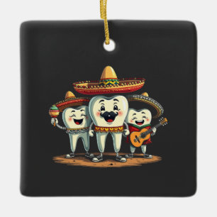 Ornement En Céramique Dentaire Floral Dent Tooth Drôle Cinco De Mayo