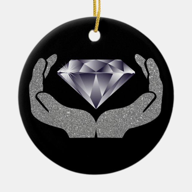 Ornement en céramique des mains de diamant (Devant)