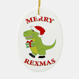 Ornement En Céramique Design de dinosaure T-Res de Joyeux Rexmas